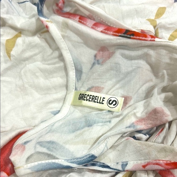 Grecerelle Floral Racerback Maxi Dress Small Ivory Pink Stretchy - Picture 10 of 16